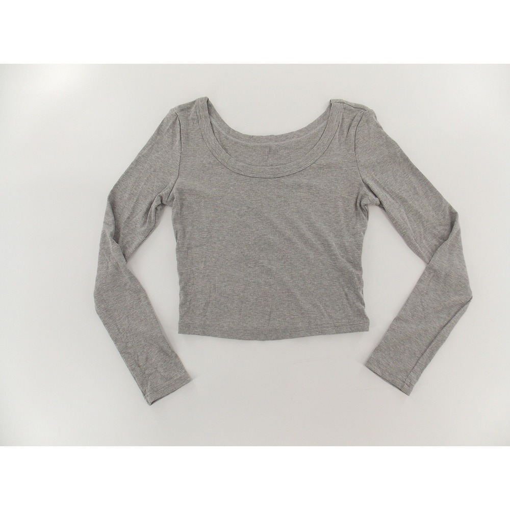 Unbranded Ribbed Long Sleeve Crop‎ Top Womens Medium Gray